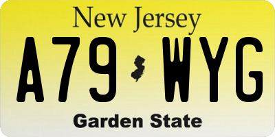 NJ license plate A79WYG