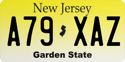 NJ license plate A79XAZ