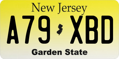 NJ license plate A79XBD