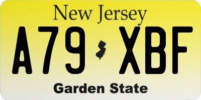 NJ license plate A79XBF