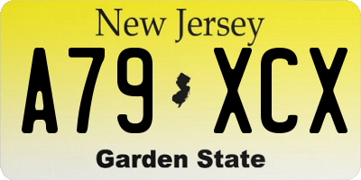 NJ license plate A79XCX