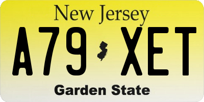 NJ license plate A79XET