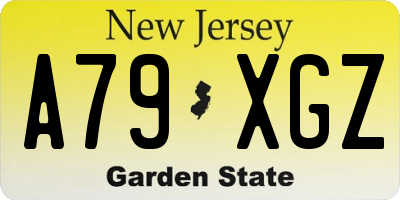 NJ license plate A79XGZ