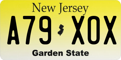 NJ license plate A79XOX