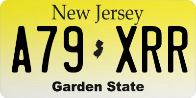 NJ license plate A79XRR