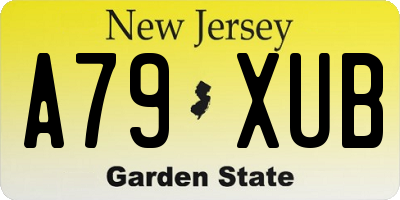 NJ license plate A79XUB