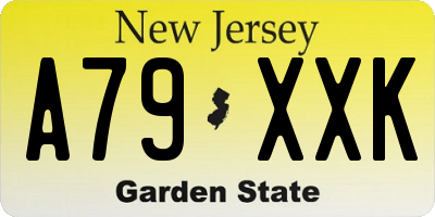 NJ license plate A79XXK