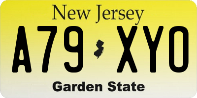 NJ license plate A79XYO