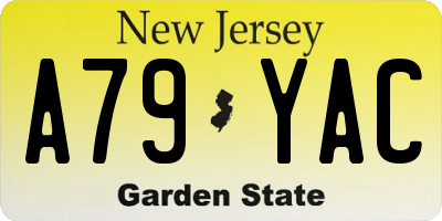 NJ license plate A79YAC