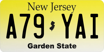 NJ license plate A79YAI