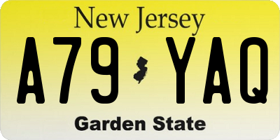 NJ license plate A79YAQ