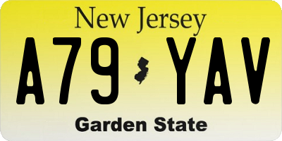 NJ license plate A79YAV