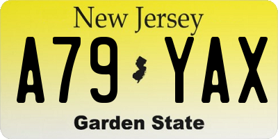 NJ license plate A79YAX