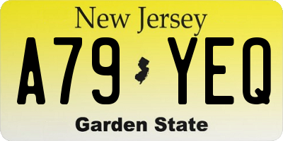 NJ license plate A79YEQ