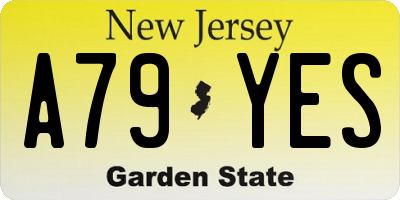 NJ license plate A79YES