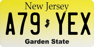 NJ license plate A79YEX