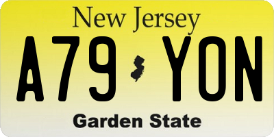 NJ license plate A79YON