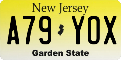 NJ license plate A79YOX