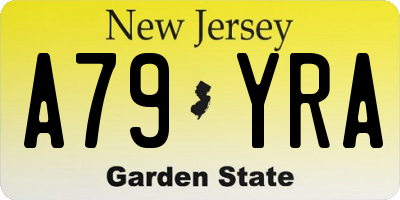 NJ license plate A79YRA