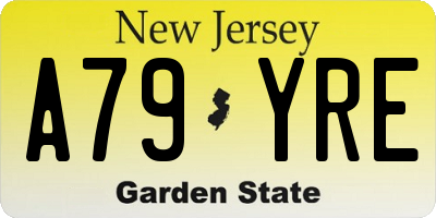 NJ license plate A79YRE