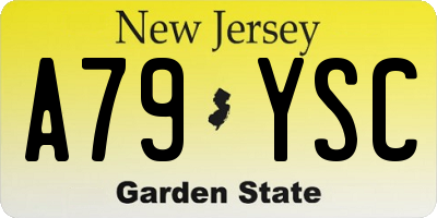 NJ license plate A79YSC