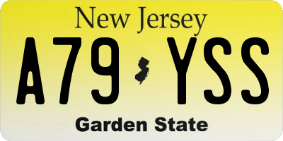 NJ license plate A79YSS