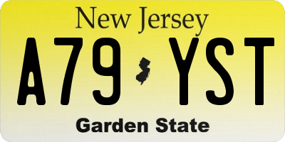 NJ license plate A79YST