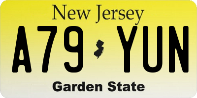 NJ license plate A79YUN