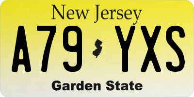 NJ license plate A79YXS