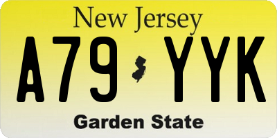 NJ license plate A79YYK