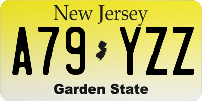 NJ license plate A79YZZ