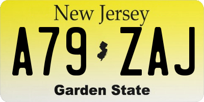 NJ license plate A79ZAJ