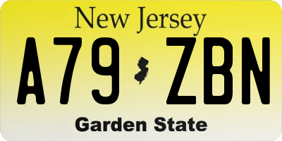 NJ license plate A79ZBN