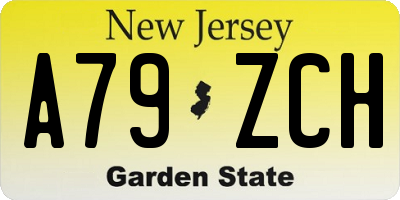 NJ license plate A79ZCH