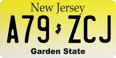 NJ license plate A79ZCJ