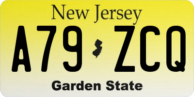 NJ license plate A79ZCQ