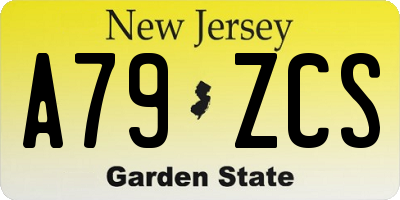 NJ license plate A79ZCS