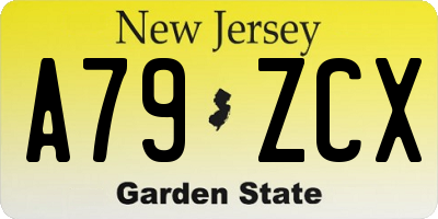 NJ license plate A79ZCX
