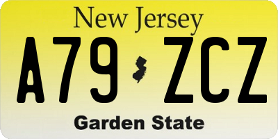 NJ license plate A79ZCZ
