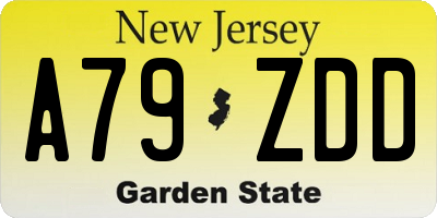 NJ license plate A79ZDD