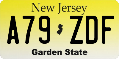 NJ license plate A79ZDF