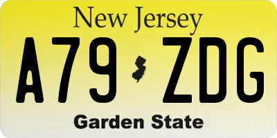 NJ license plate A79ZDG