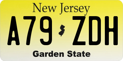 NJ license plate A79ZDH