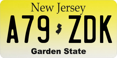 NJ license plate A79ZDK
