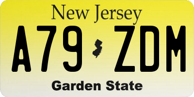 NJ license plate A79ZDM