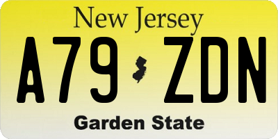 NJ license plate A79ZDN