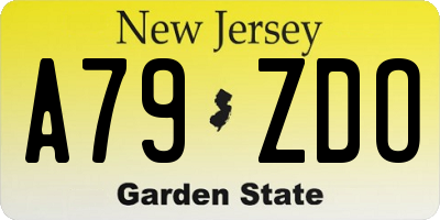 NJ license plate A79ZDO