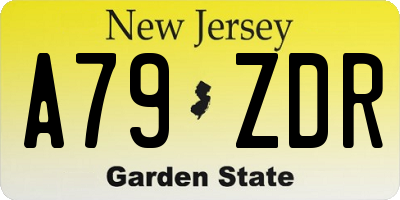 NJ license plate A79ZDR