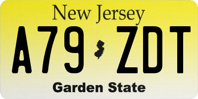 NJ license plate A79ZDT