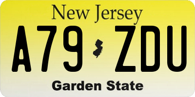 NJ license plate A79ZDU